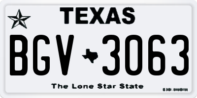 TX license plate BGV3063