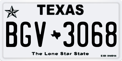 TX license plate BGV3068