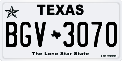 TX license plate BGV3070