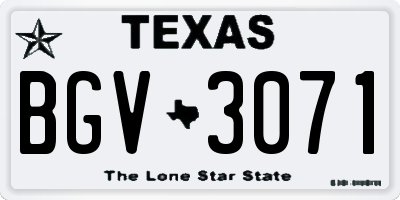 TX license plate BGV3071