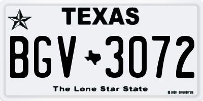 TX license plate BGV3072