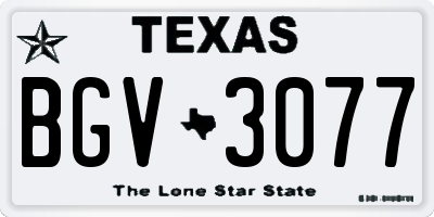 TX license plate BGV3077