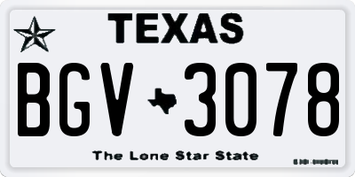 TX license plate BGV3078