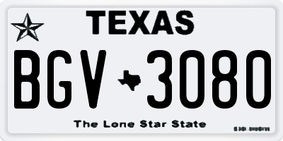 TX license plate BGV3080