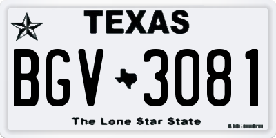 TX license plate BGV3081