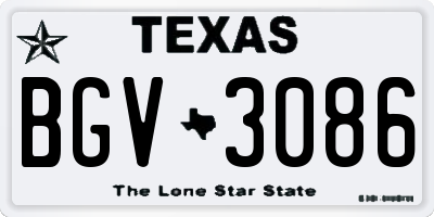 TX license plate BGV3086