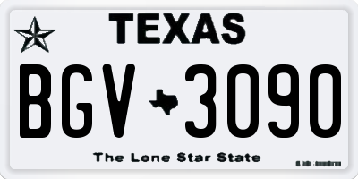 TX license plate BGV3090