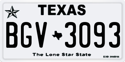 TX license plate BGV3093