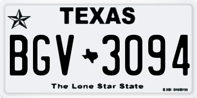 TX license plate BGV3094