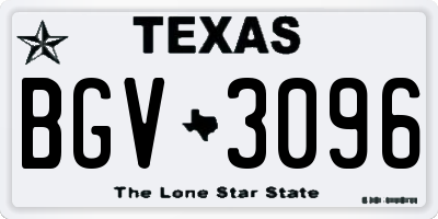 TX license plate BGV3096