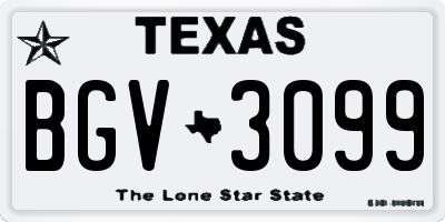 TX license plate BGV3099