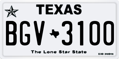 TX license plate BGV3100