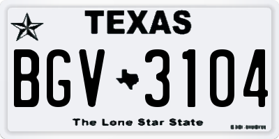 TX license plate BGV3104