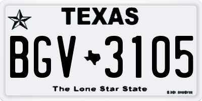 TX license plate BGV3105