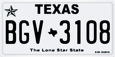 TX license plate BGV3108