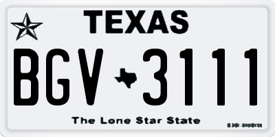 TX license plate BGV3111