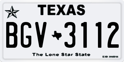 TX license plate BGV3112