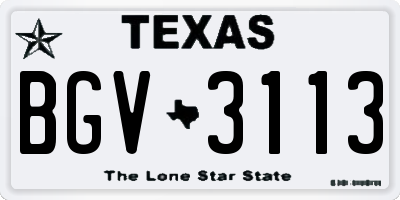 TX license plate BGV3113