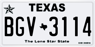 TX license plate BGV3114
