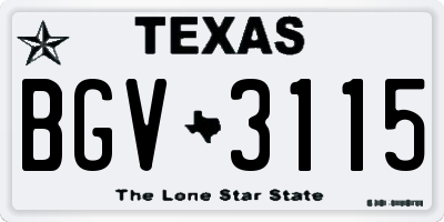TX license plate BGV3115
