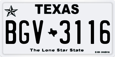 TX license plate BGV3116
