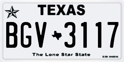 TX license plate BGV3117