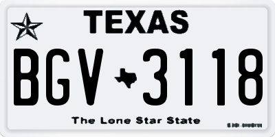 TX license plate BGV3118
