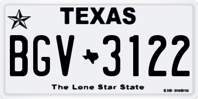 TX license plate BGV3122