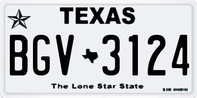 TX license plate BGV3124