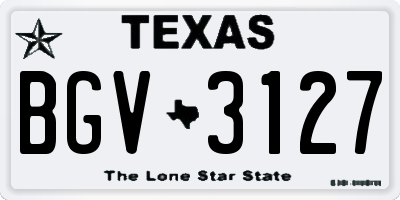 TX license plate BGV3127