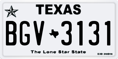 TX license plate BGV3131