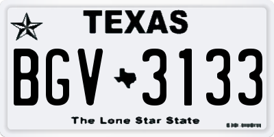 TX license plate BGV3133