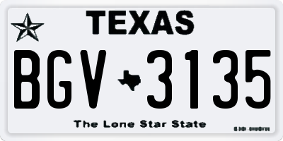 TX license plate BGV3135