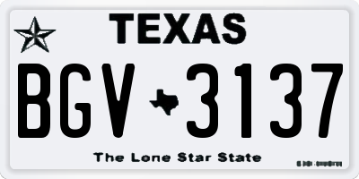 TX license plate BGV3137