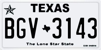 TX license plate BGV3143