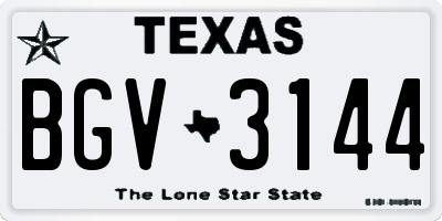 TX license plate BGV3144