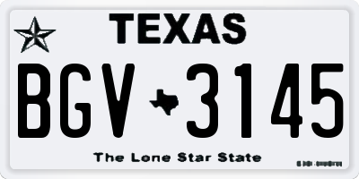 TX license plate BGV3145