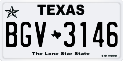 TX license plate BGV3146