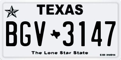 TX license plate BGV3147
