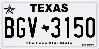 TX license plate BGV3150