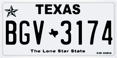 TX license plate BGV3174