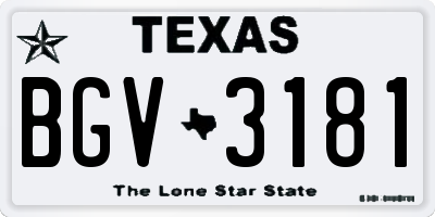 TX license plate BGV3181
