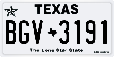 TX license plate BGV3191
