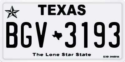TX license plate BGV3193