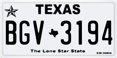 TX license plate BGV3194
