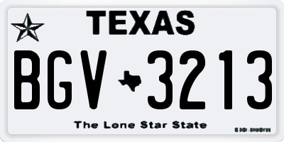 TX license plate BGV3213