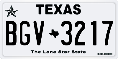 TX license plate BGV3217
