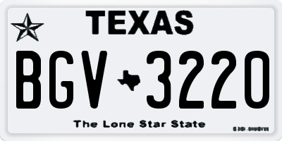 TX license plate BGV3220