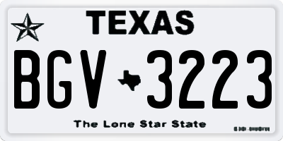 TX license plate BGV3223