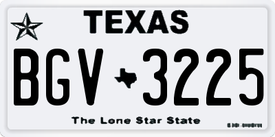 TX license plate BGV3225